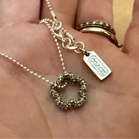 Coach Dainty Floating Tea Rose Zirconia Pendant .925 Sterling Silver Necklace - Picture 7 of 9